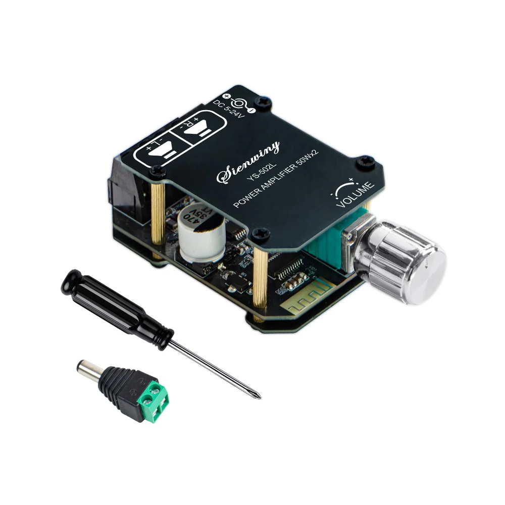 502L BT5.1 2.0CH Digital Audio Amplifier Board 50Wx2 Dual Channel DC5-24V 3A AUX Input Multi OVP UVP OTP DCD SCP Protection