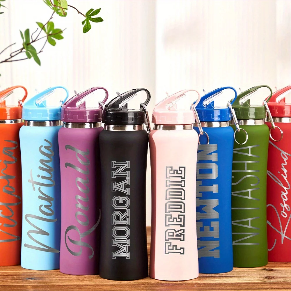 Customized Carved Stainless Steel Water Bottle, Personalized Insulated Sports Water Bottle, Outdoor Portable Water Bottle Gift.