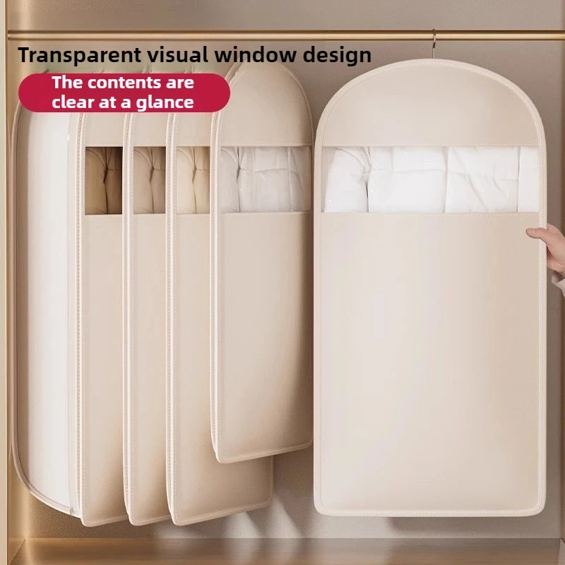 Transparente staubdichte aufhängbare Vakuum Aufbewahrungstasche sichtbarer Kleiderschutz für Daunenjacken platzsparender Organizer für Hauskleiderschrank geeignet für Winterkleidung schützt vor Staub Feuchtigkeit und F – Detail 12
