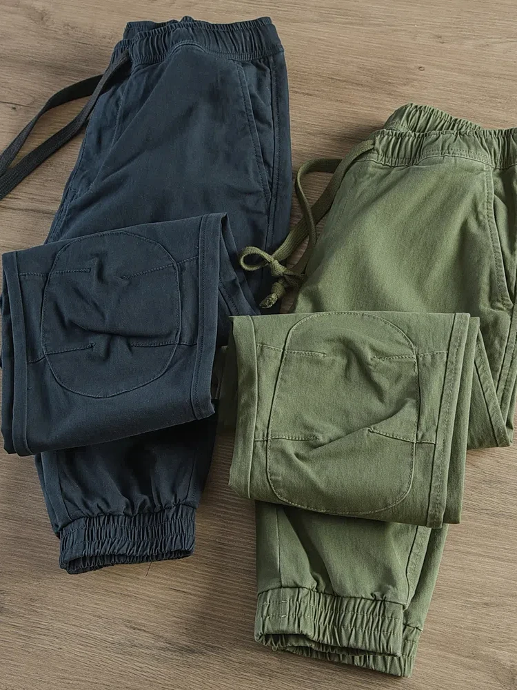 Pantalon cargo rétro américain pour homme, 2024 coton lavé, droit, décontracté, simple, tissé lourd, automne, nouveau, 97%