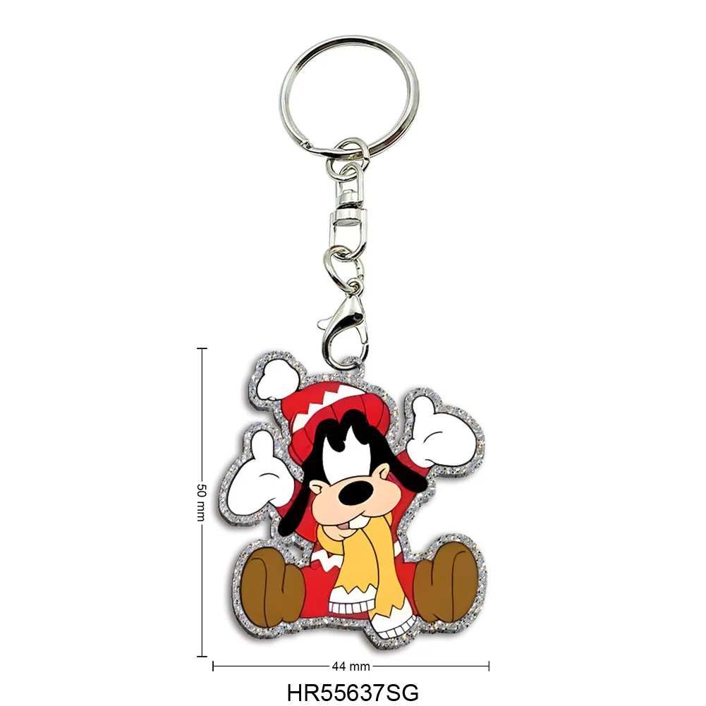 LLavero acrílico con purpurina de Color bonito de Mickey de Navidad para fiesta, joyería, bolsa, funda de teléfono, decoración colgante