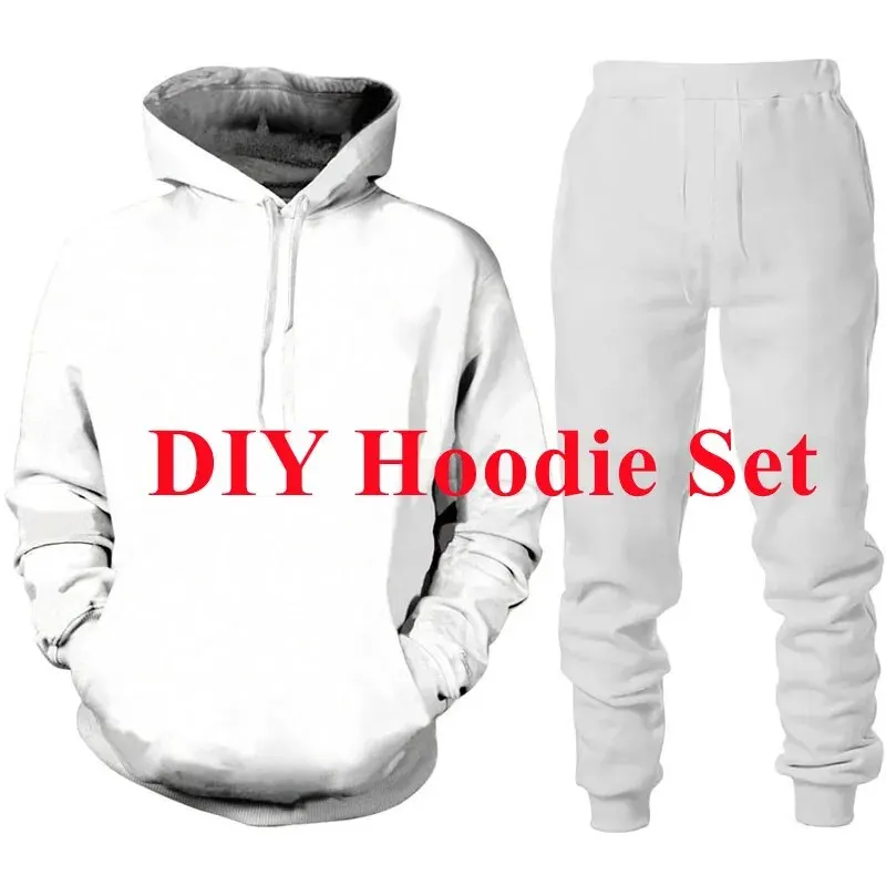 

DIY Customize 3D Print Hoodies Pants Set Men Women Sweatshirts Sweatpants Jogging Pants Two Piece Suits Tracksuit Men's Clothing