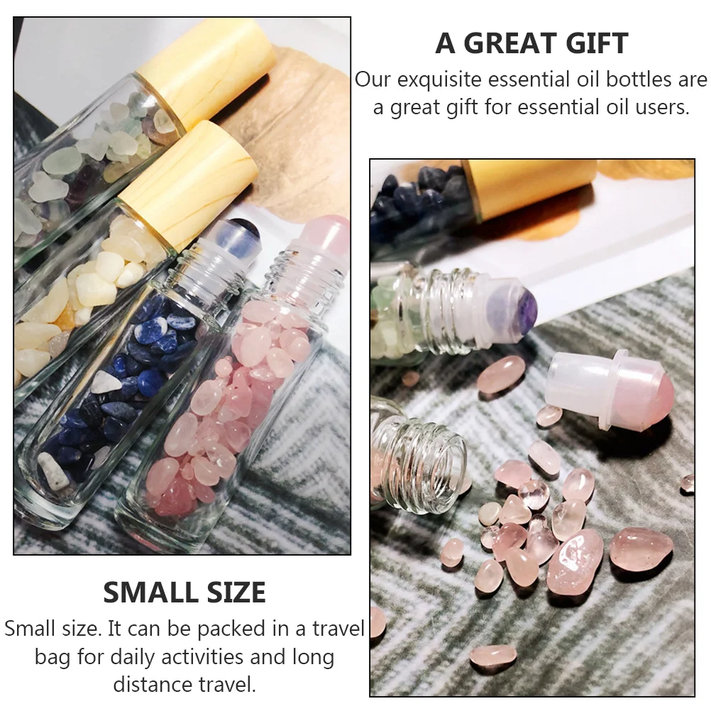

3Pcs Natural Crystal Roll-on Bottles Pink Essential Oils DIY Beauty Liquid Containers Practical Roll-on Bottles