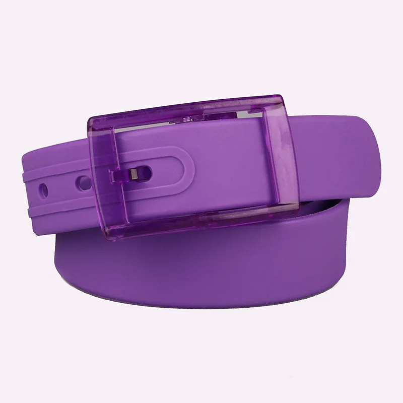 High quality casual and fashionable silicone belt for men and women, plastic buckle, candy color, non-metallic wholesale belt