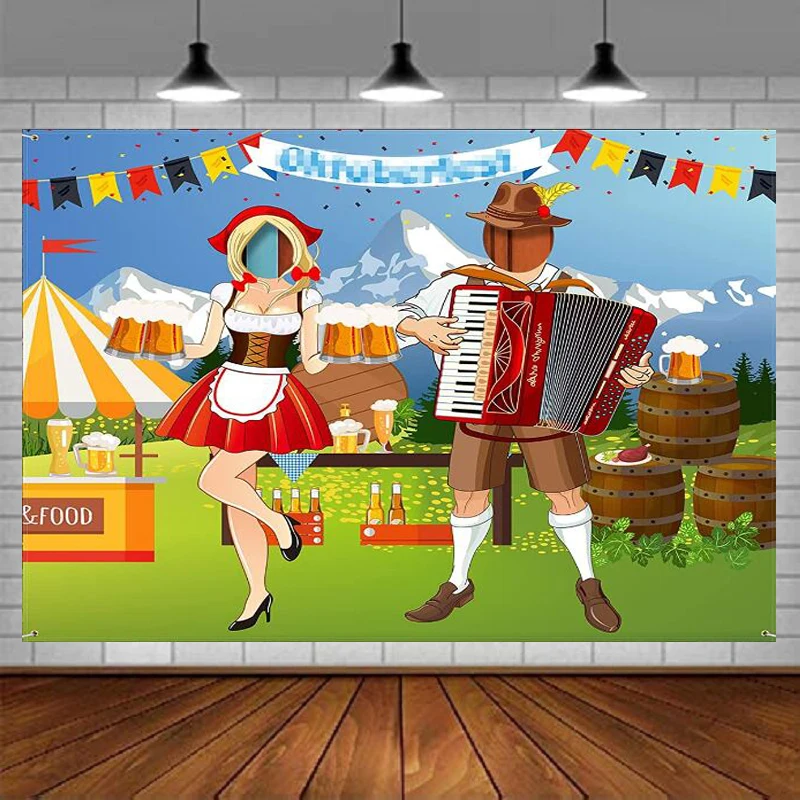 Oktoberfest Photo Door Banner Photography Backdrop Props Photo Banner For Party Decoration Funny Game Supplies Background