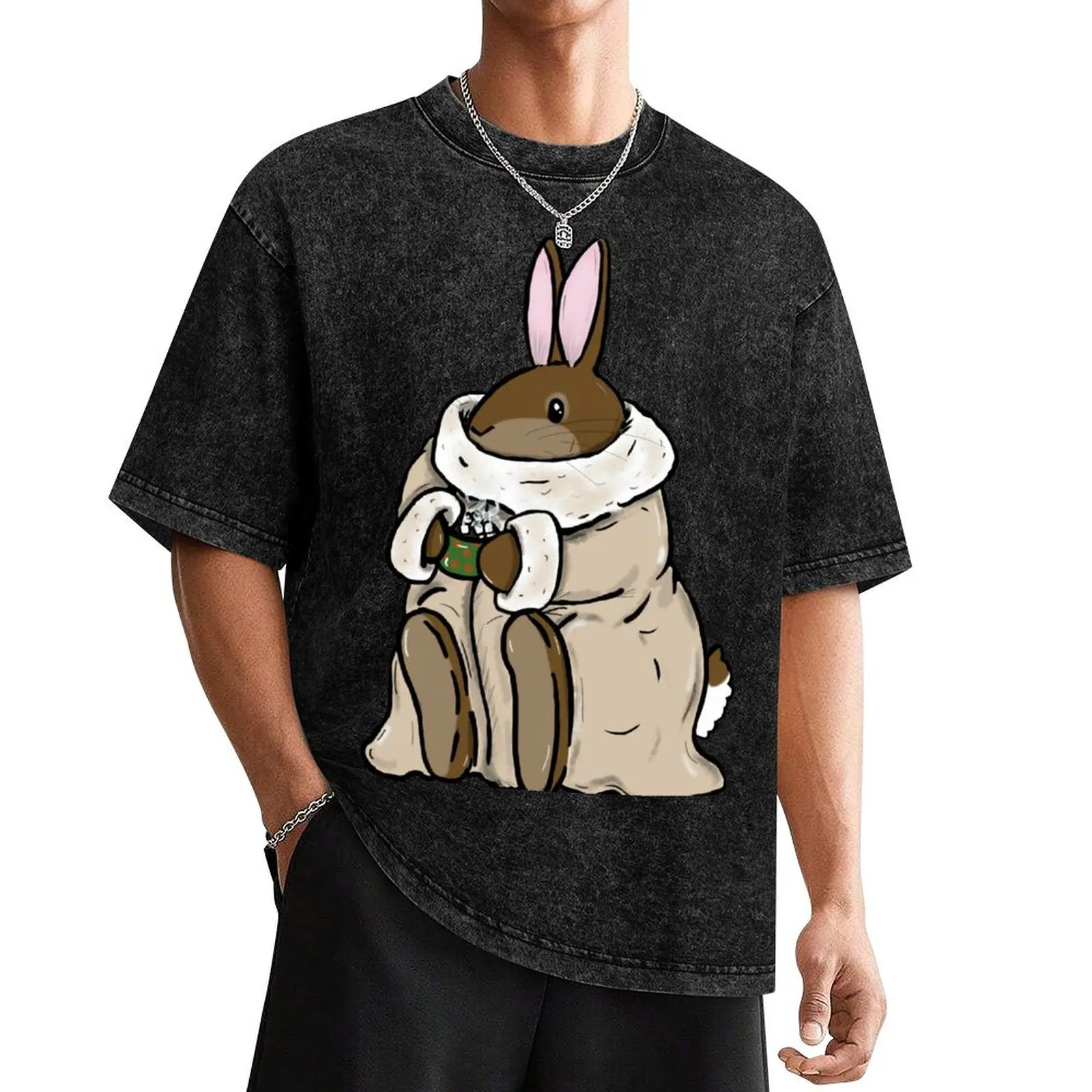 Comfy hot chocolate bunny T-Shirt oversized aesthetic clothes summer shirt Personalized t-shirt men tshirt