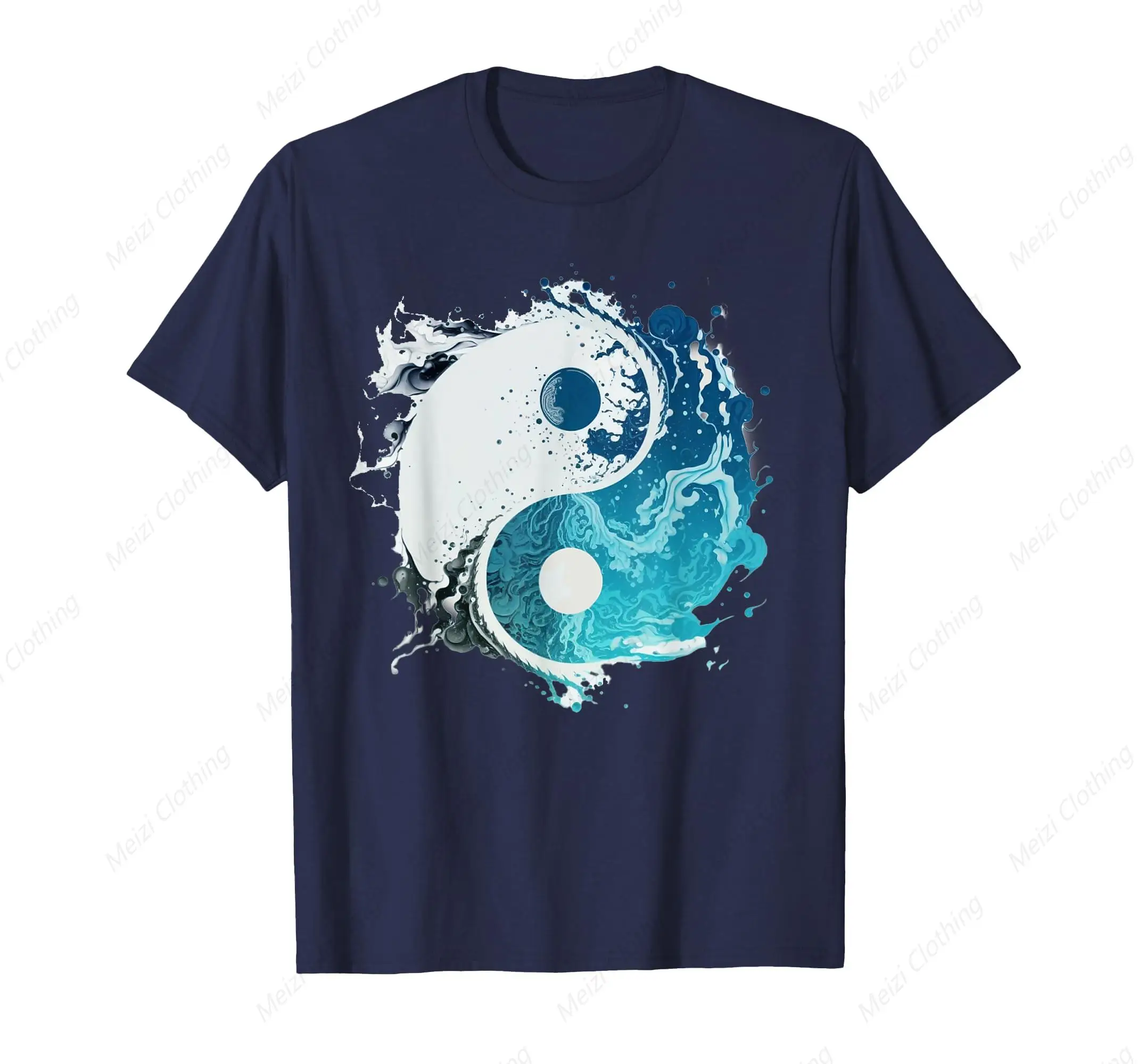 

Yin Yang Tai Chi Balance Taoism Meditation Water Flow State Printed T-shirt Cool Fashion Men's Shirt Pure Cotton Breathable