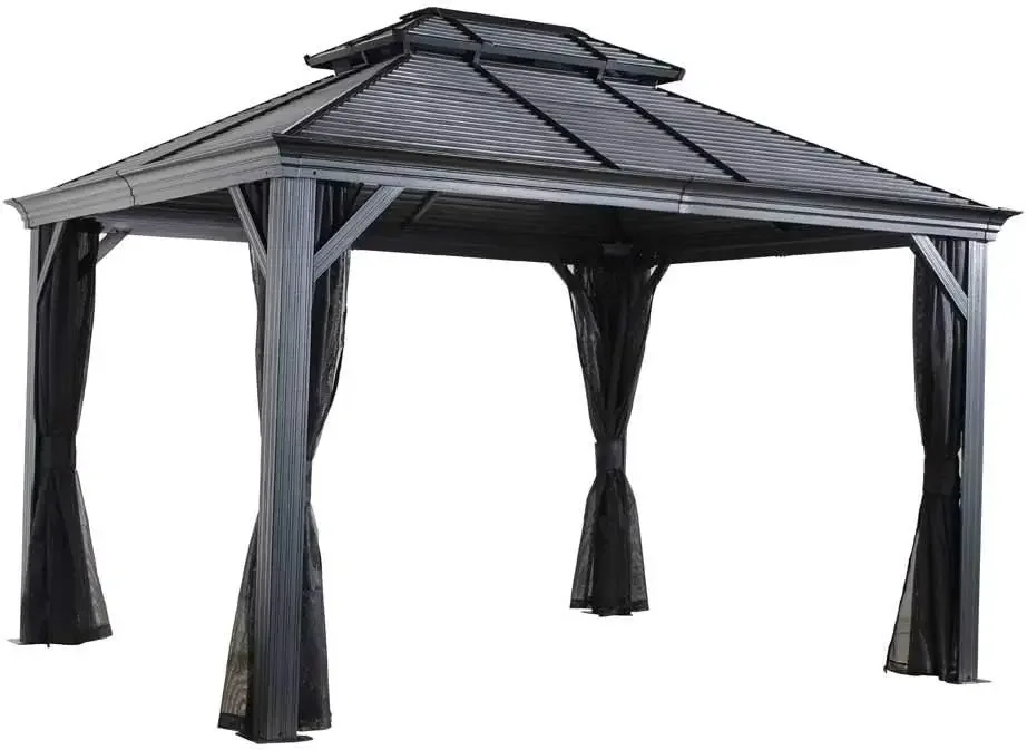 Outdoor 10' x 14' Mykonos Double Roof Hardtop Gazebo Outdoor Sun Shelter