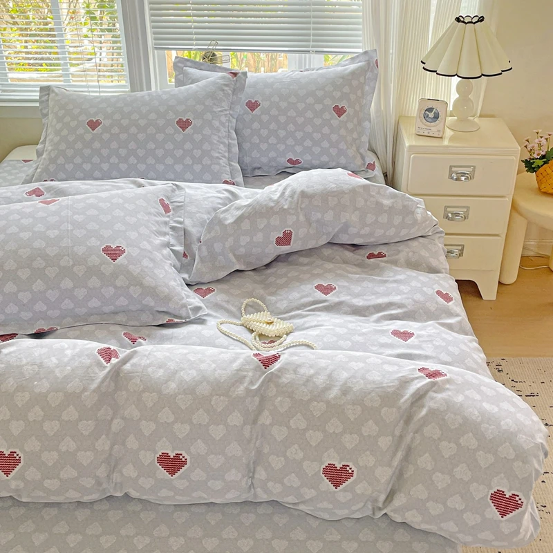 3pcs 100% Cotton Bedding Set Including 1 Duvet Cover and 2 Pillowcases skin-friendly with Printed Multiple Sizes To Choose From