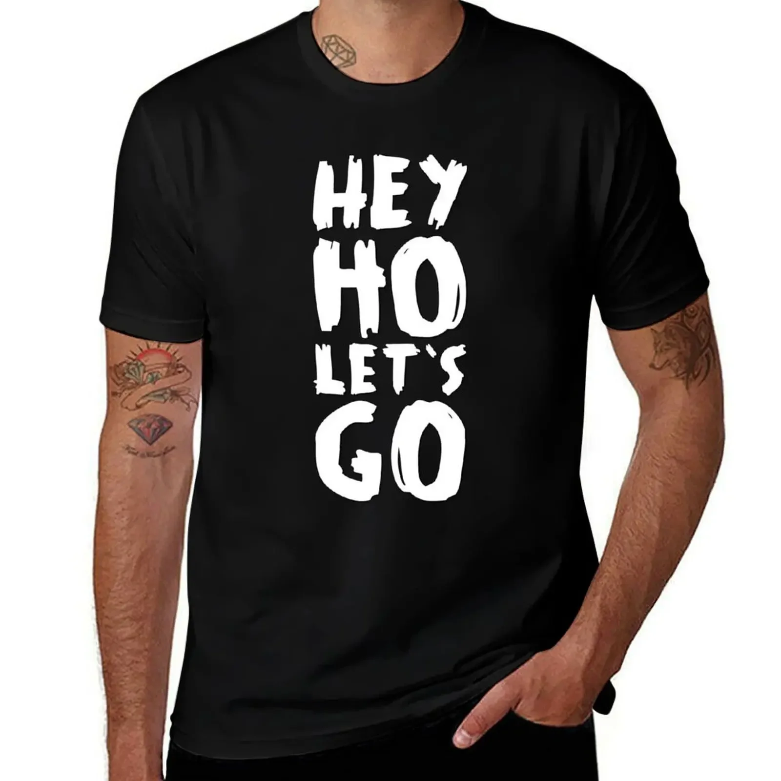 

Hey Ho Let's Go – Punk Rock Typography in White T-Shirt Louboutins rapper graphic tees graphics mens workout shirts