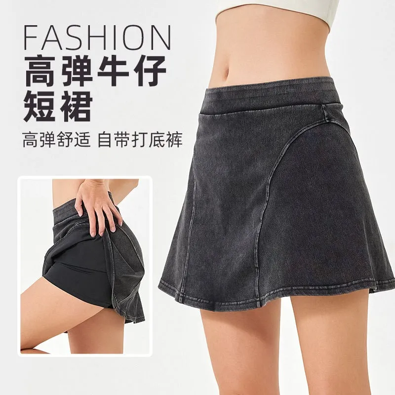 Summer Clothes Women's Denim Shorts High Waist Black Short Pants Women's Athletic Shorts Navy Blue Gym Shorts Grey Side Slit