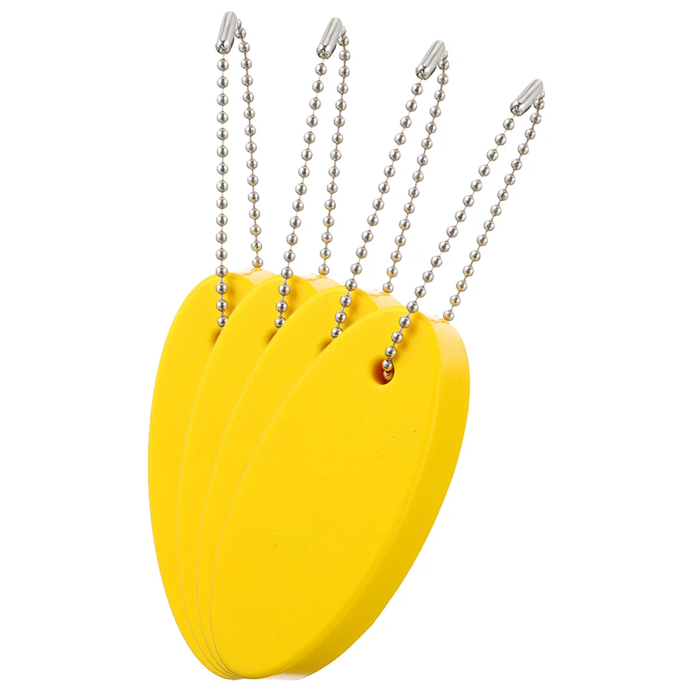 

4pcs Yellow Oval Floating Keychains EVA PU Lightweight Durable Decorative Keys Accessory for Outdoor Sports Gifts