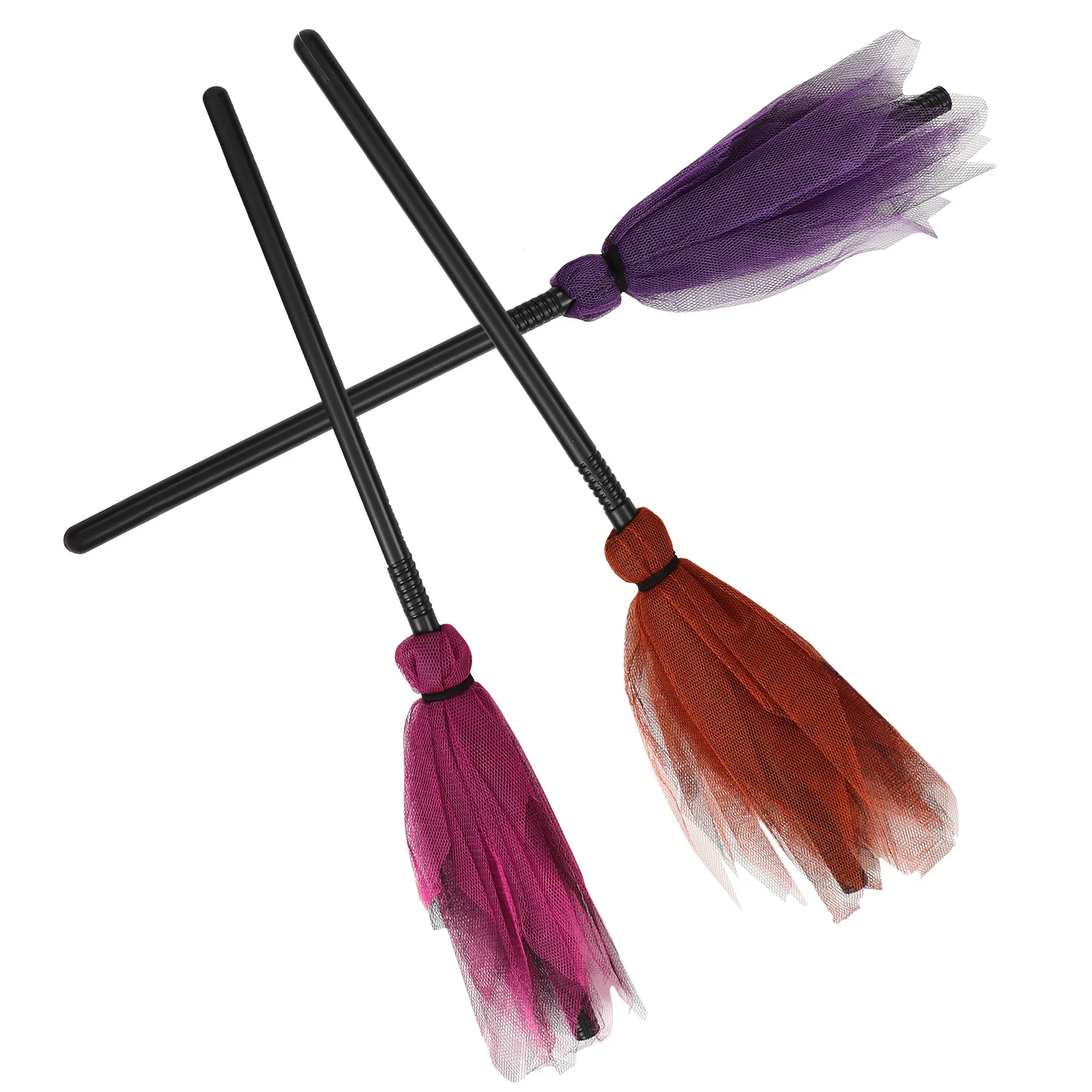 

3Pcs Halloween Witch Broom Props Lightweight Yarn Broom for Party Favors Smooth Edge Not Hurt Hands Ideal for Cosplay Costume