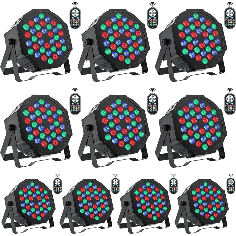

Сценические светильники, 10 упаковок, 36 светодиодных RGB-светодиодных фонарей, 7-канальные светильники для вечеринок для диджеев и контроллеров DMX, активируемые звуком
