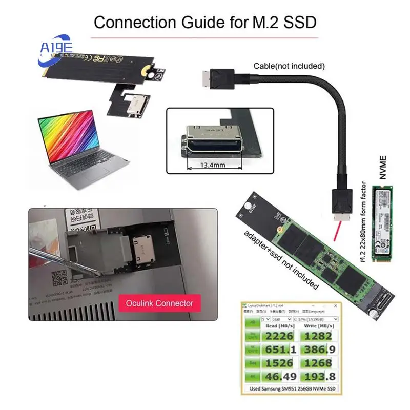 

A19E-PCI-E 3.0 M.2 M-Key To Oculink SFF-8612 SFF-8611 Host Adapter For Thinkbook 14+ External Graphics Card And SSD