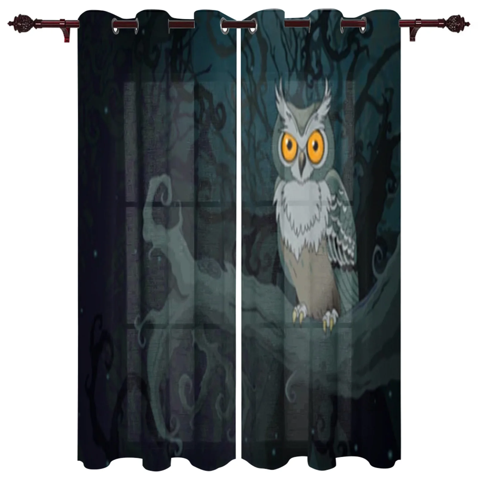 

Owl Sitting A Tree Branch Window Curtain For Kids Room Home Blinds Curtains For Living Room Bedroom Window Drapes