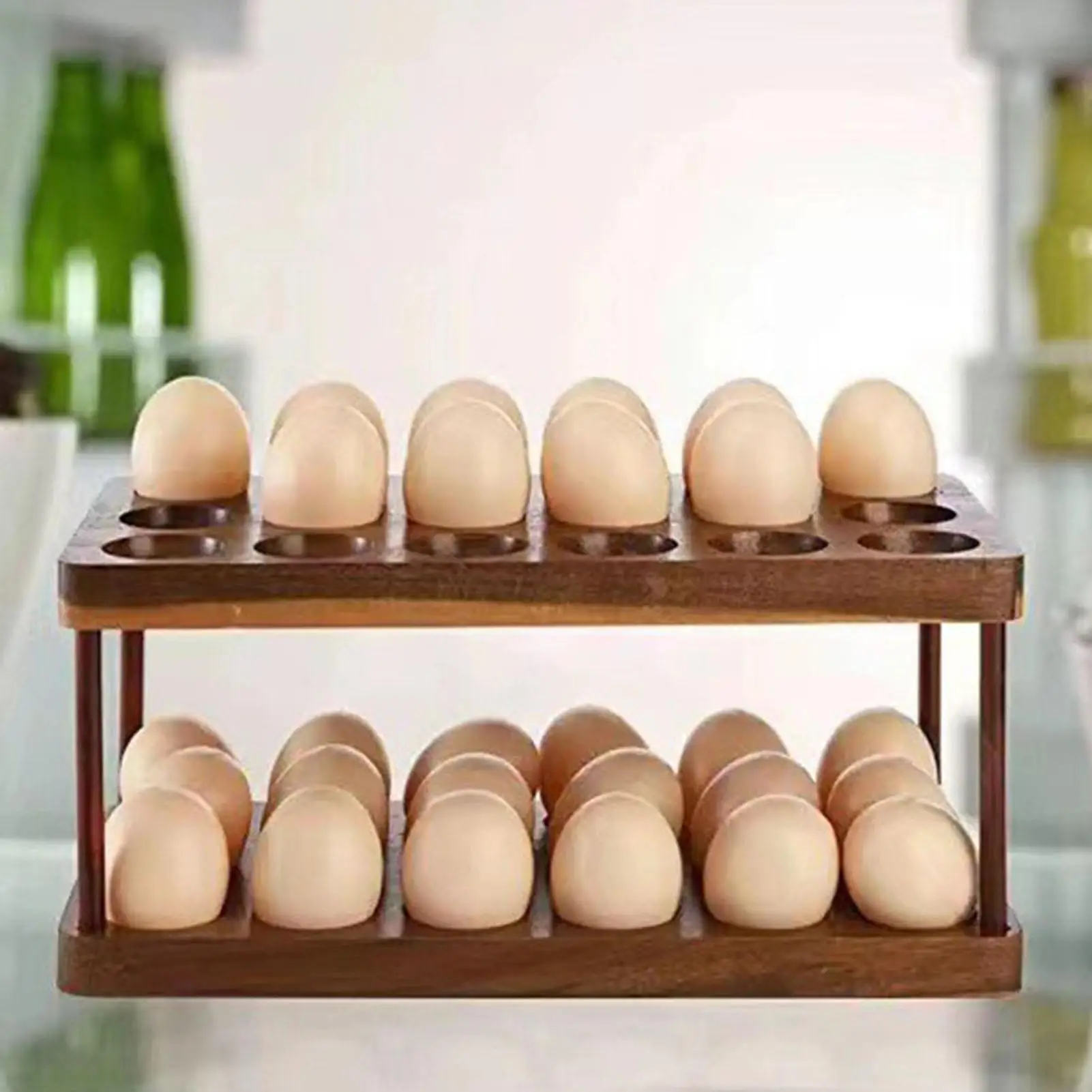 

Wooden Egg Holder Wood Egg Holder Rack for Storage Egg Tray Basket Space Saving Kitchen Egg Organizer for Kitchen Egg