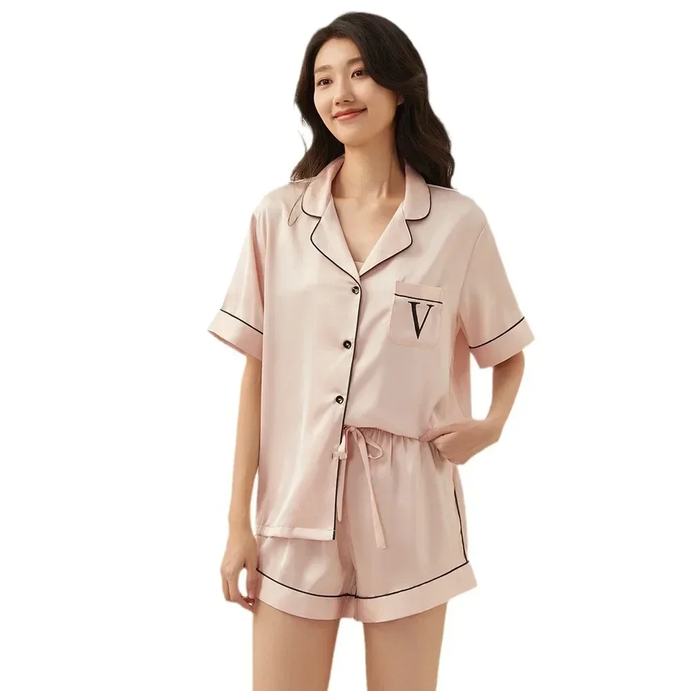 2024 Secret The same style, dot pattern jacquard pajamas for women, short-sleeved shorts set, loungewear