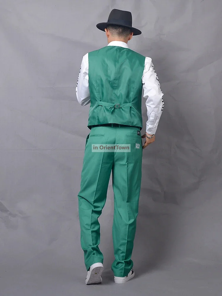 Men\'s Mechanical Dance clothes locking performance hip hop arena Uniform Standard Popping Vest + pants solid color suit Boy