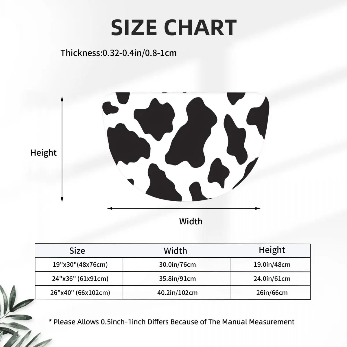 Cow Animal Print Cowboy Country Ranch Soft Flannel Half Round Doormat Non Slip Bathroom Mat Absorbent Floor Carpet for Garage