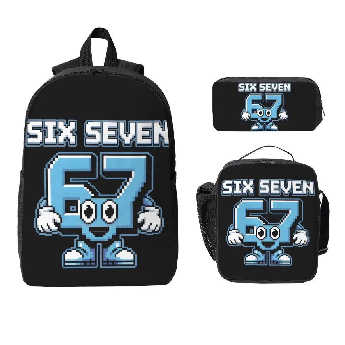 

3 шт. 67 Six Seven 6-7 итальянские школьные сумки Brainrot, набор для мальчиков и девочек, пеналы, наборы рюкзаков с ланч-боксом для школы