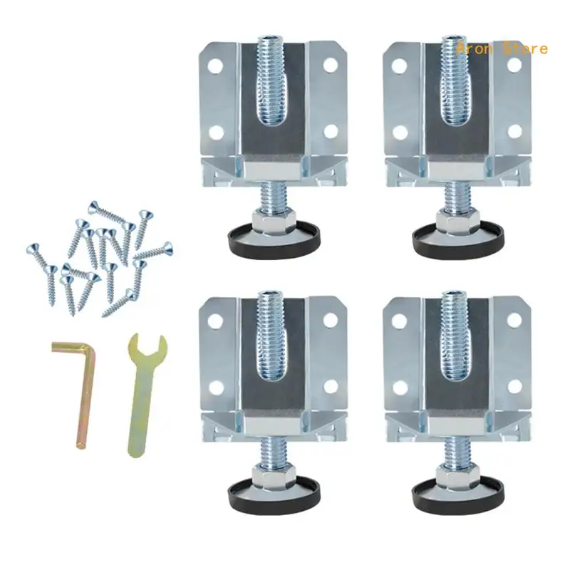 

4 Pcs Stainless Steel Wardrobe Leveling Feet Adjustable Furniture Leveler Legs for Uneven Ground, Unbalanced Furniture H3CF