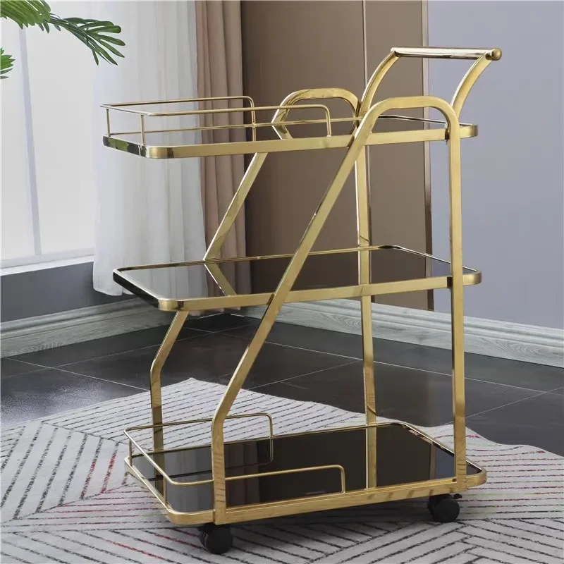 Hotel Hotel High-end European glass wine cart 4S shop Tea cart Service Pastry cart Hot pot delivery truck