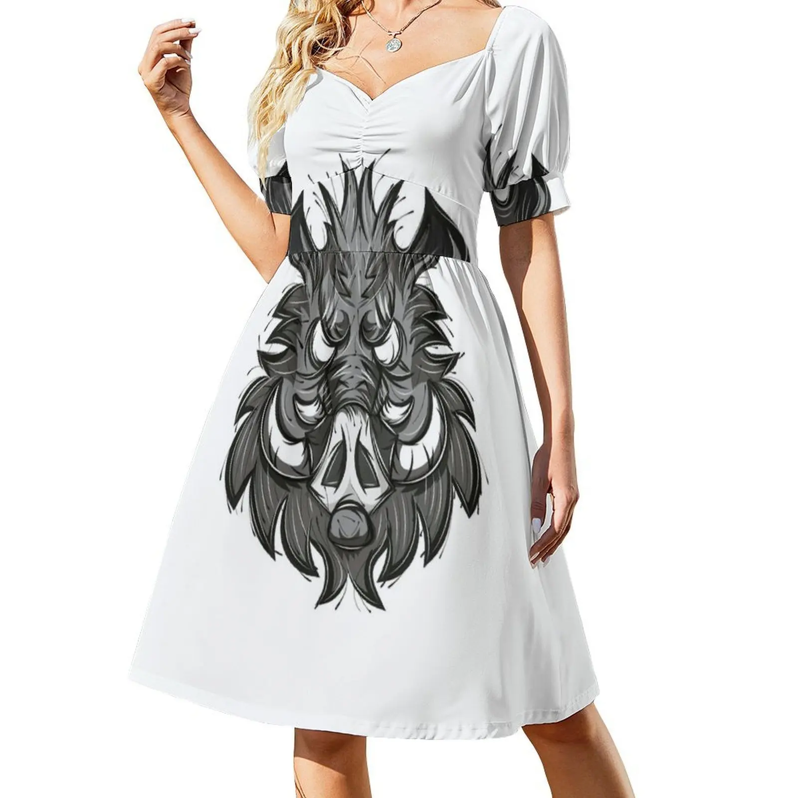 Wild Boar Sexy Vacation Dress For Women Beach Party Birthday Mini Dress Wild Boar Speiky Wild Wilderness Animal Women's Dress