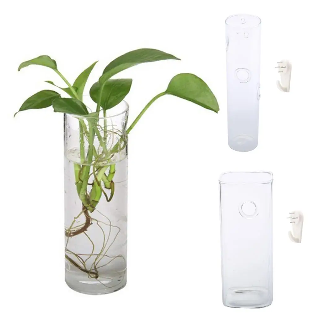 Square Wall Hanging Water Planting Plant Pot Vase Window Glass