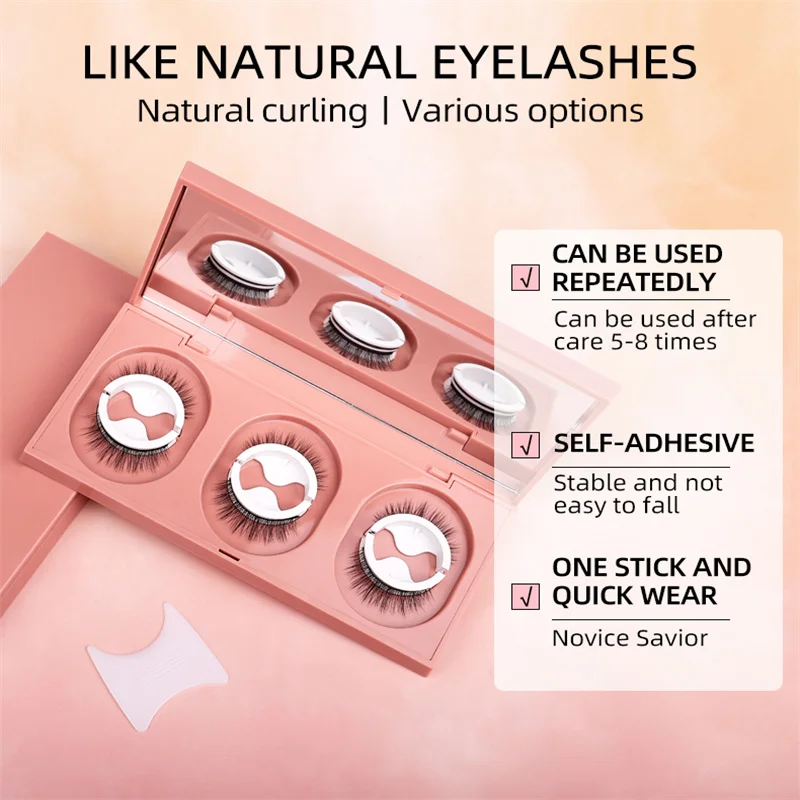 3 Seconds Quick Stick No glue Need Self-Adhesive Spare tape Strip Built-in mirror False Eyelash