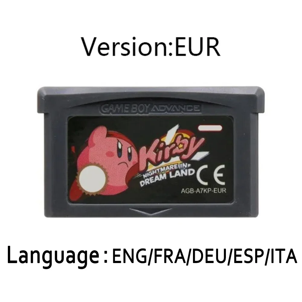 Gba Kirbyゲームカートリッジ、ビデオコンソールカード、夢のランドでの個別、素晴らしいミラー、32ビット