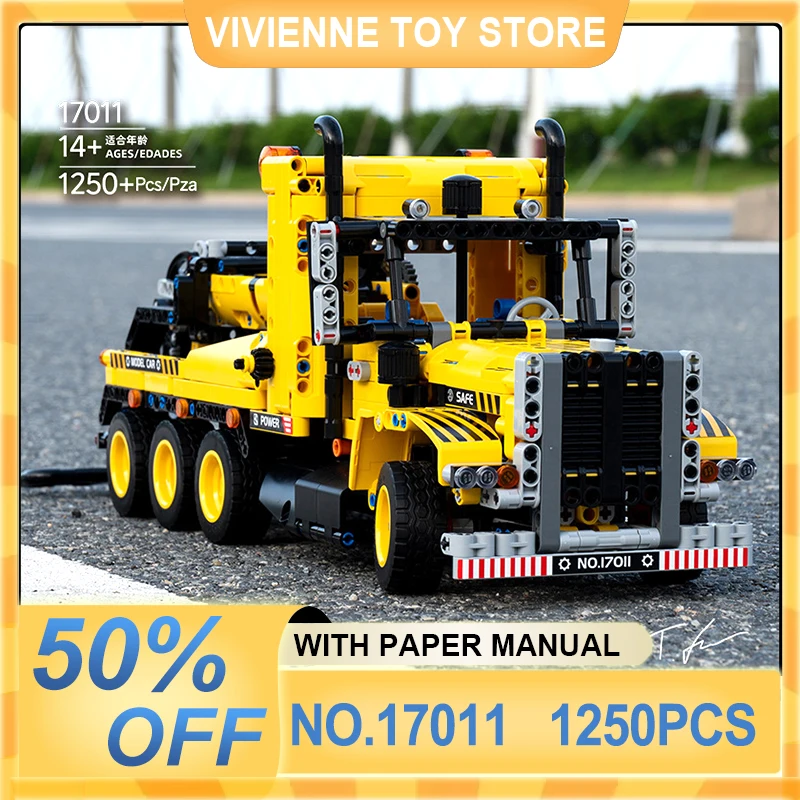 MOULD KING 17011 Technical Road Trailers Car MOC 43434 Tow Truck Building Blocks Bricks Assembly Toy Christmas Gift For Boy Kids