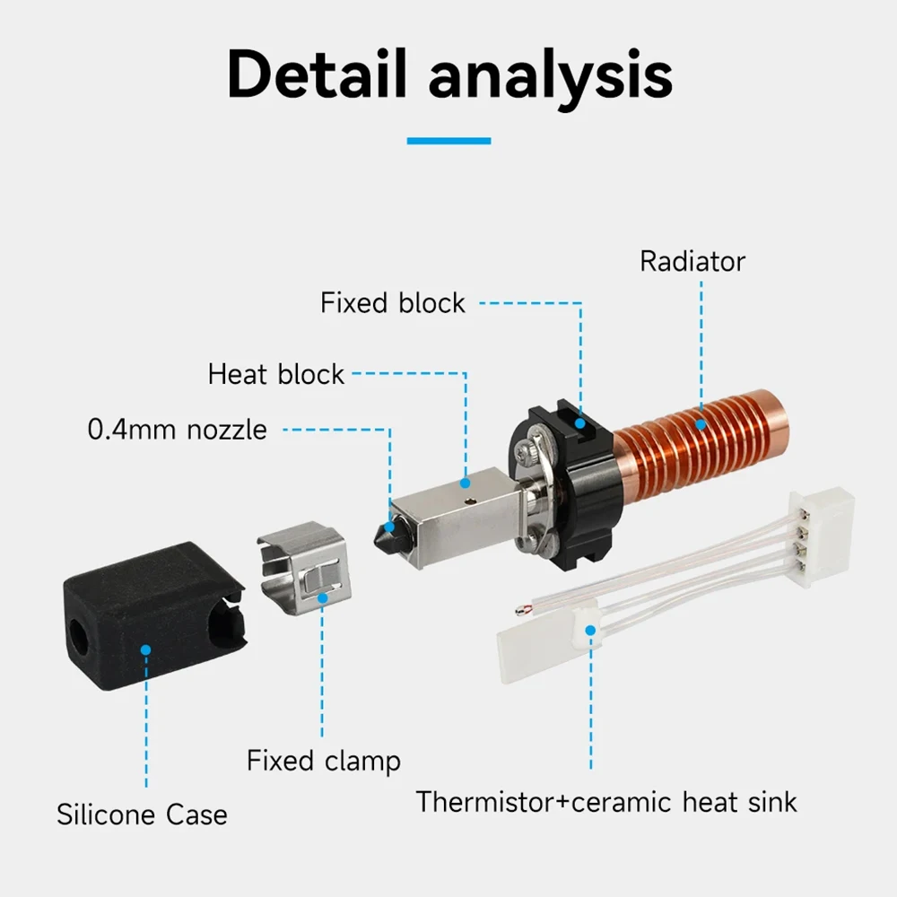 5M/5M Pro Hotend Kit für Flashforge Adventurer 5M Serie Caremic Heizblock Kit 3D Drucker AD5M Pro 280 ℃   5W schnelleres Heizen