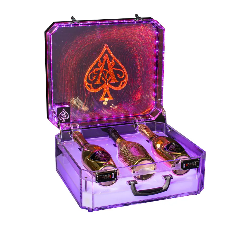 Colorful light ice pattern wine box bar KTV creative LED cocktail box wine props champagne luminous