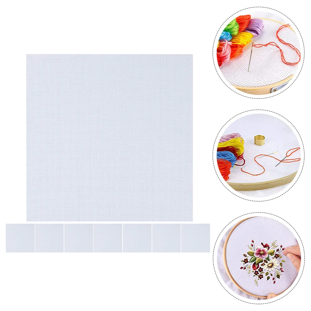 

8 Pcs Cross-stitch Cloth Embroidery Canvas Fabric for Stitching Linen Squares Blanks