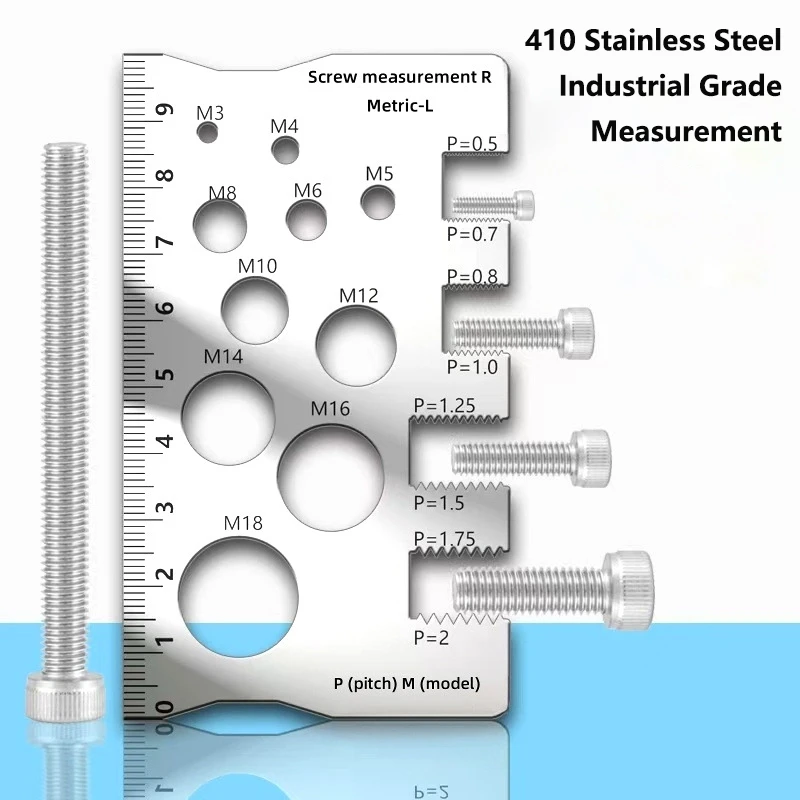 

Screw Thread Pitch Gauge Ruler Measuring Tool Measuring Caliper Bolt Nut Metric Screw Cutting Angle Model Double-Sided Engraved