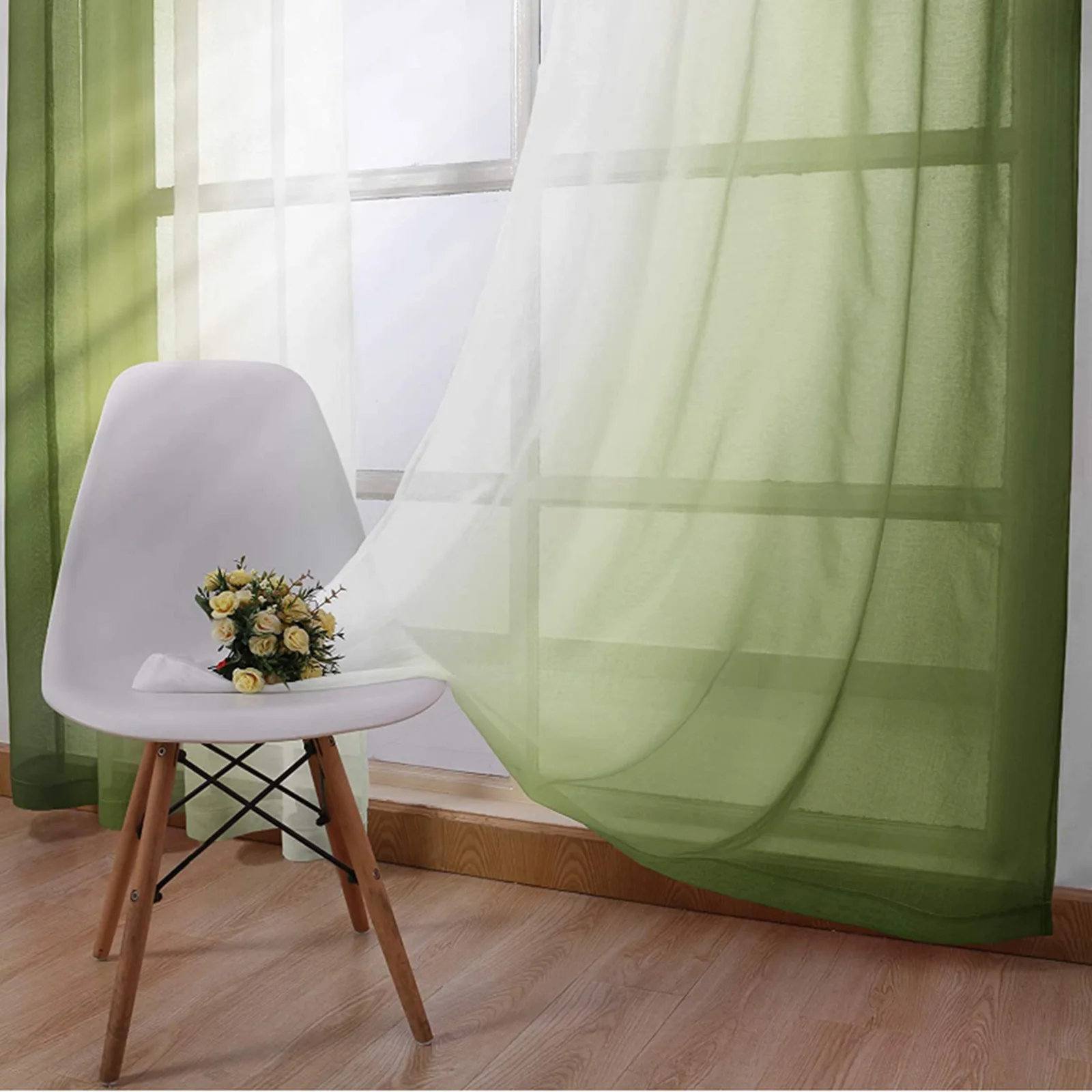 2 pezzi moda gradiente finestra Tulle tenda pura Voile drappo per la casa soggiorno camera da letto decorazione del partito 52x96in