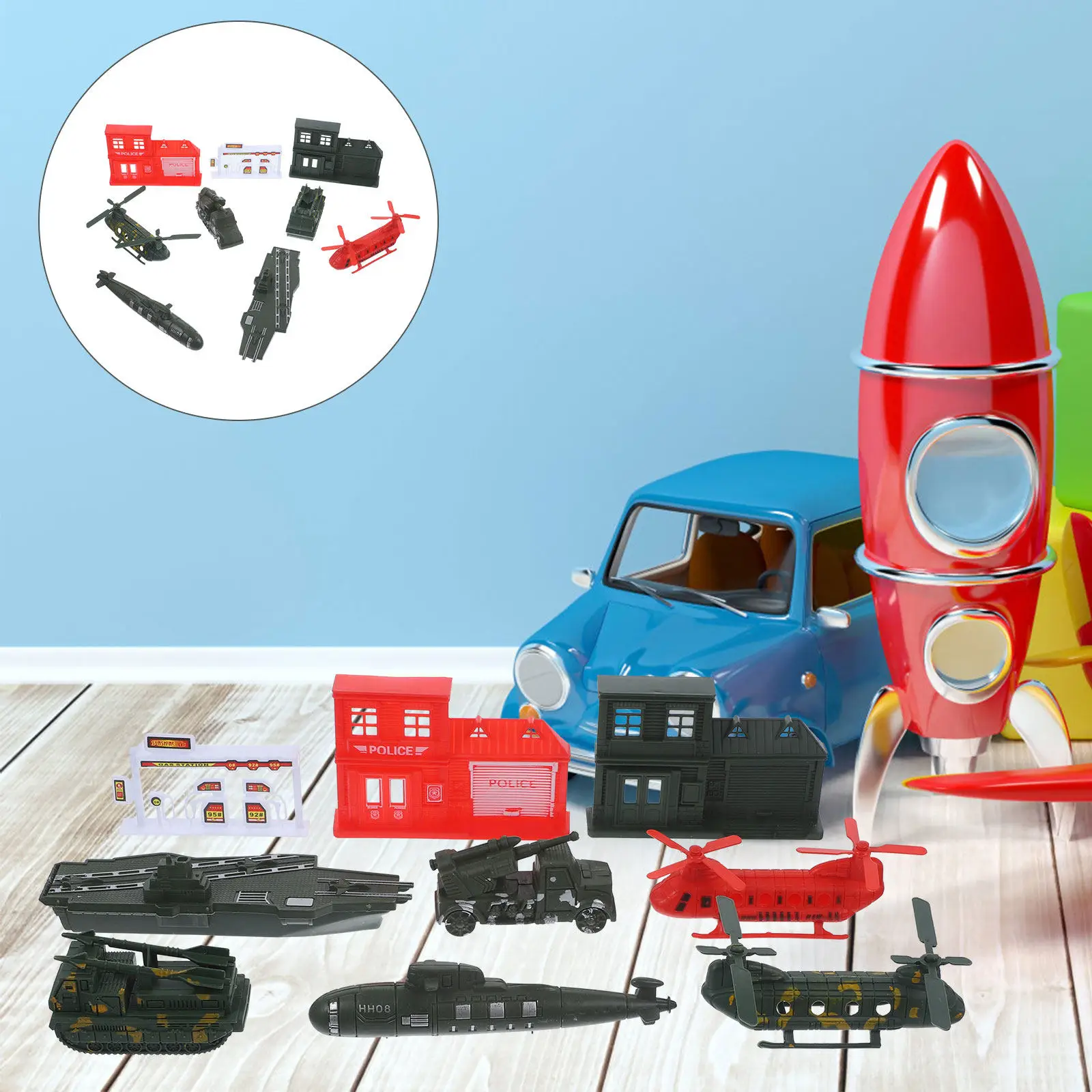 

1Set Military Equipment Miniature Simulation Decor Small Realistic Military Display for Birthday Party Home Gift