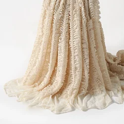 European Palace Style Fish Bone Rib Double-layer Embroidered Fabric Fashion Designer Fabric