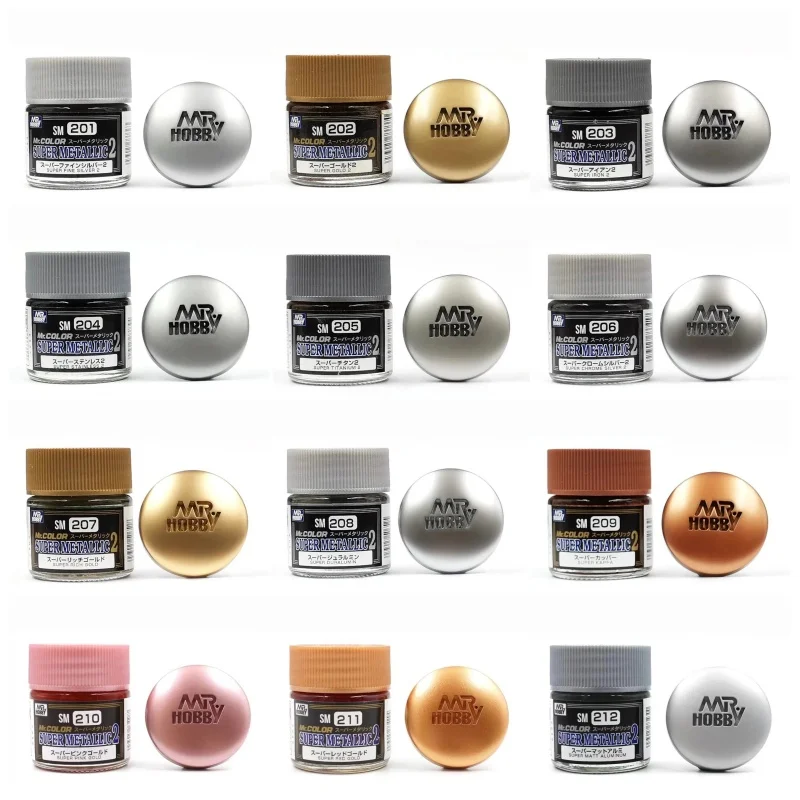 MR.HOBBY SM201~SM212 Super Electroplating Effect Metallic Oil Paint 10ML Model Painting Tools for Plastic Model Coloring