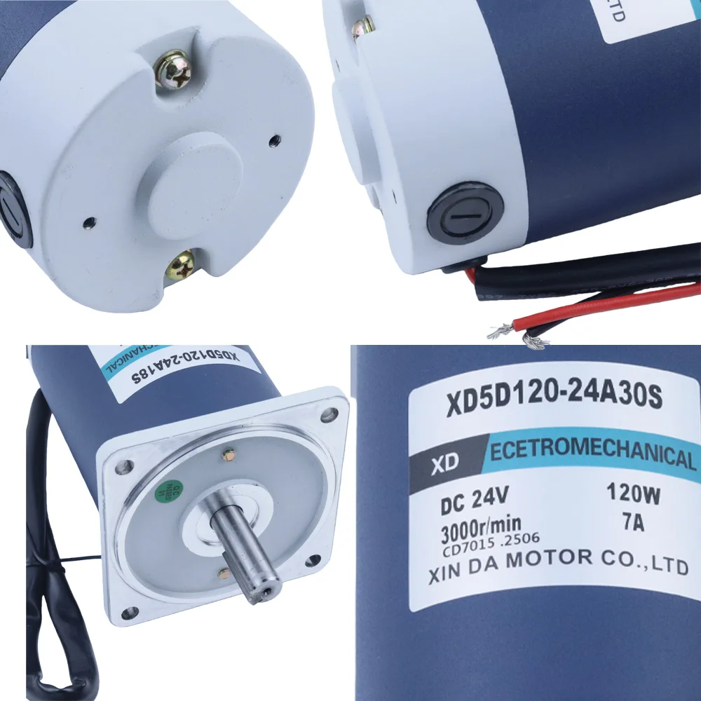 DC 12V 24V Permanent Magnet Motor High Speed 1800rpm 3000rpm 120W DC Speed Regulation Reversible High Torque Electric Motor