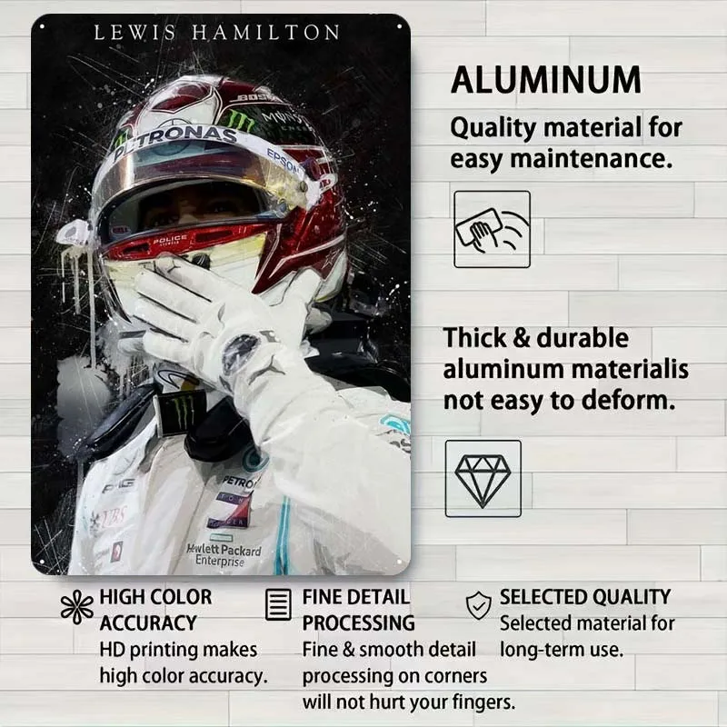 Lewis Hamilton Tinplate Sign Sports Poster Wall Decor Living Room Decor Aesthetics Metal Sign Plaque for Wall Art Decoration