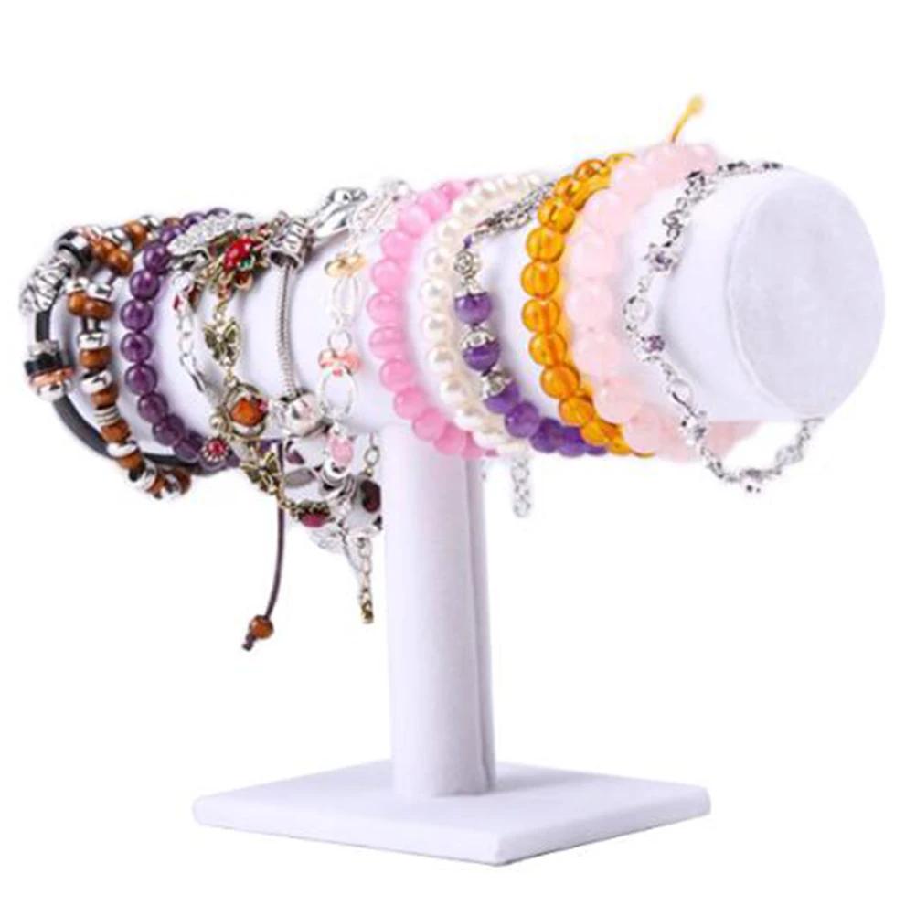 

T Shaped Jewelry Display Stand White Rack for Bracelet Necklace Organizer Adjustable Storage Decor