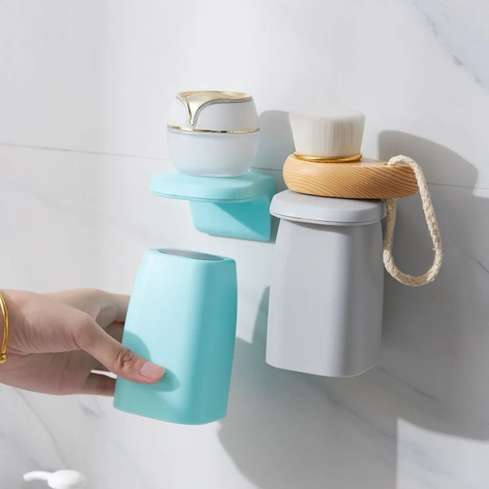 ABS Magnetic Toothbrush Cup Holder Drainage Design Inverted Suspension Bathroom Organizer Wall Mounted Toothbrush Storage Rack