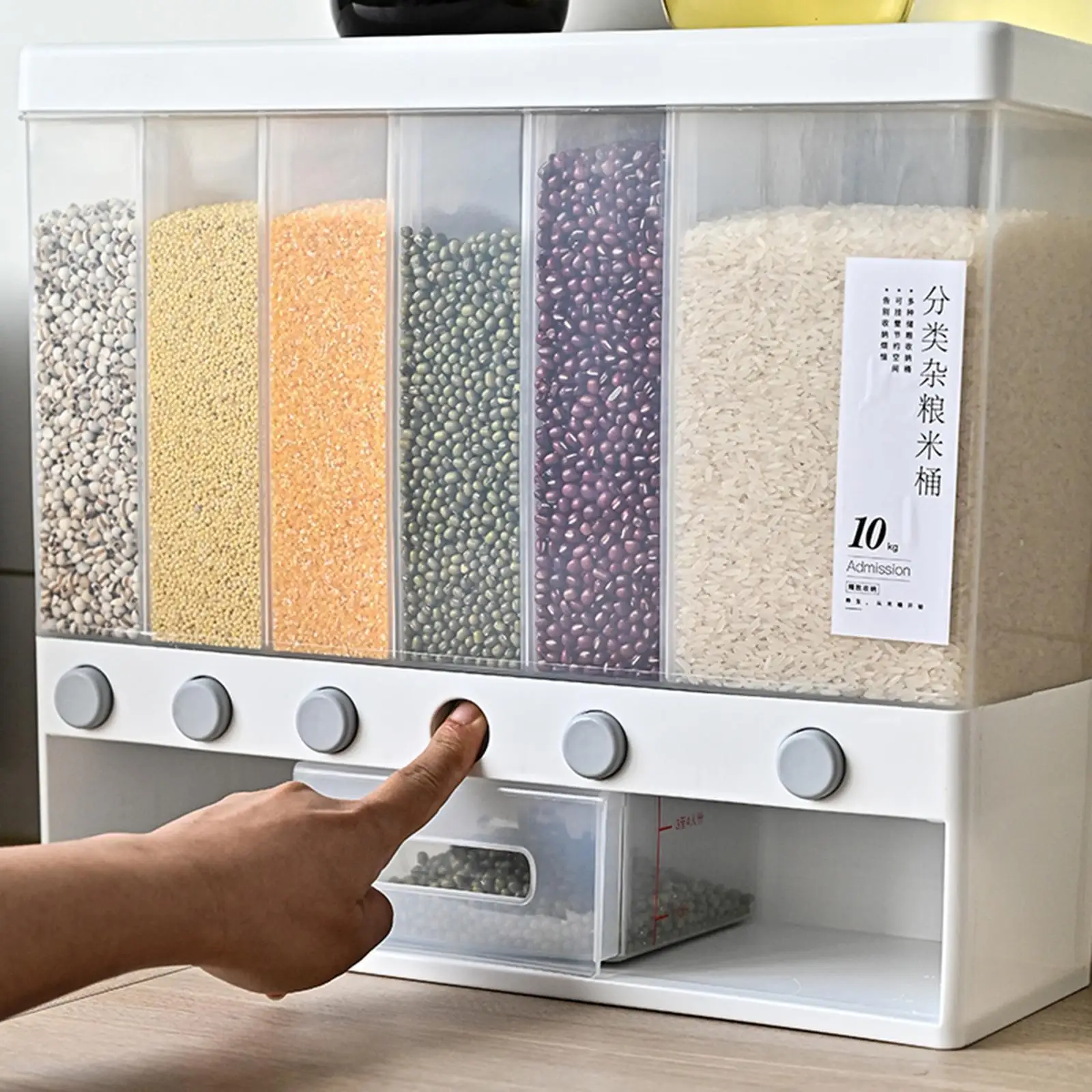 Wall-Mount Dry Food Dispenser Cereal Rice Nut Organizer Storage Container