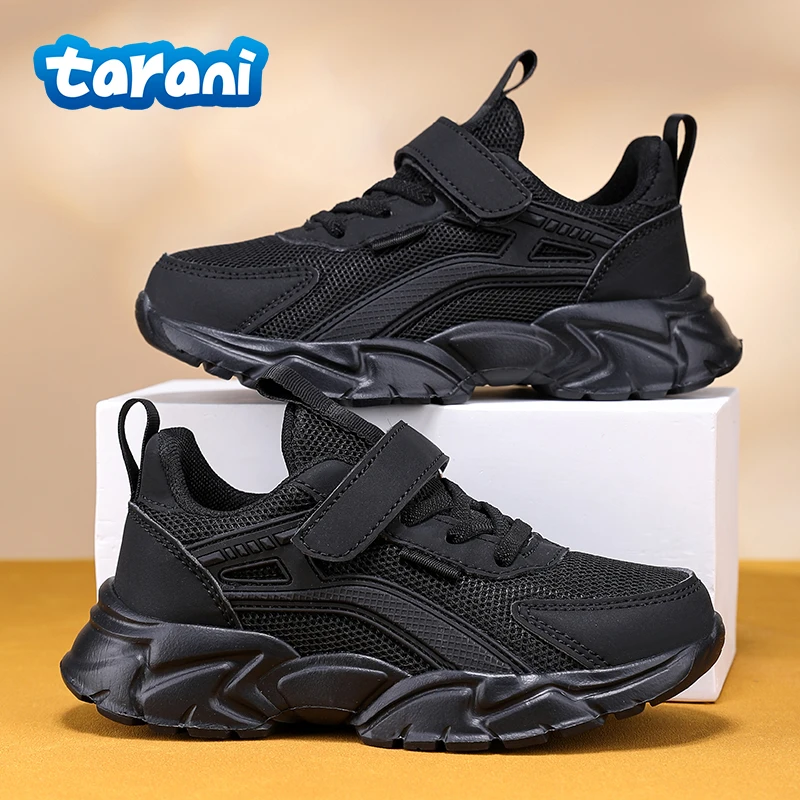 أحذية رياضية كاجوال سوداء للأطفال قابلة للتنفس، أحذية رياضية خفيفة الوزن للجري للأولاد والبنات، نعل غير قابل للانزلاق لعمر 5-12 سنة #5