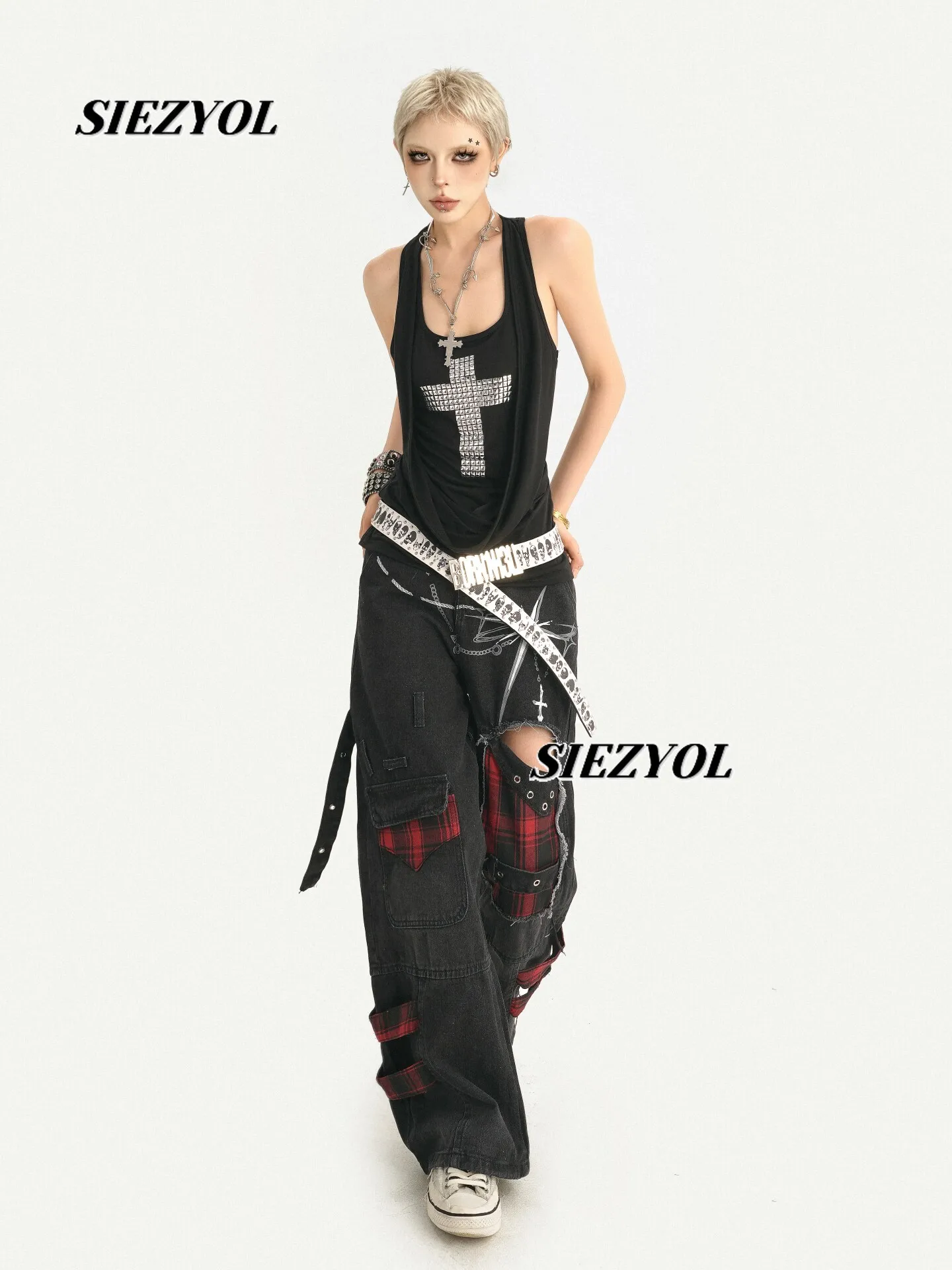 Summer New Punk Street Sweet Cool Black Vest Women's Niche Heavy Industry Suspenders Retro Personalized Outerwear Tank Tops