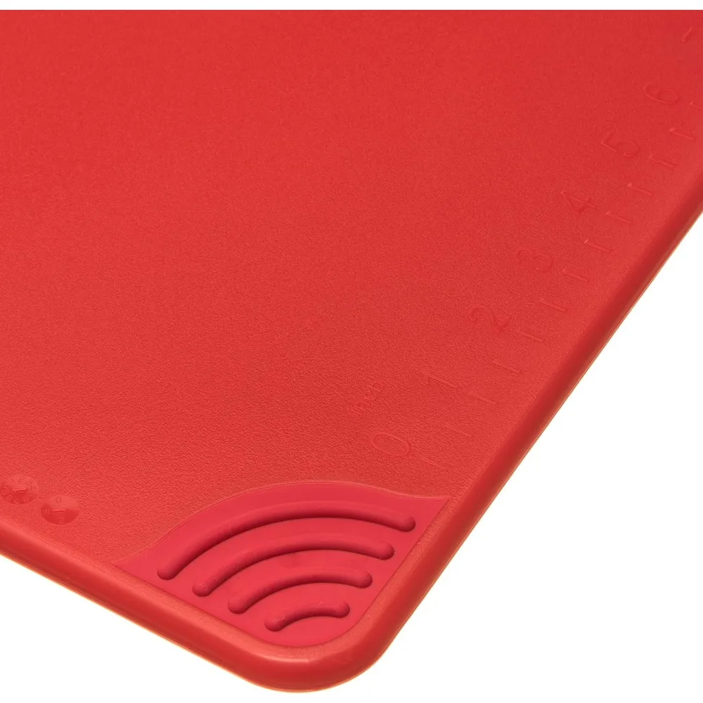 لوح تقطيع بلاستيكي احترافي مضاد للانزلاق مع خطاف أمان، 15 × 20 بوصة، مرمز بالألوان الحمراء HACCP لسلامة المطبخ