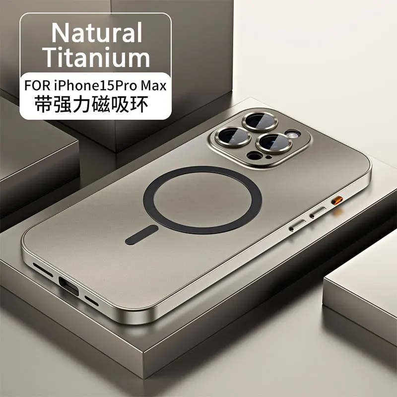 Magnetic Metal Case For Iphone 12 13 14 15 Pro Max Plus Luxury Aluminum Cover For IPHON 14 15 Promax With Lens Film Protection