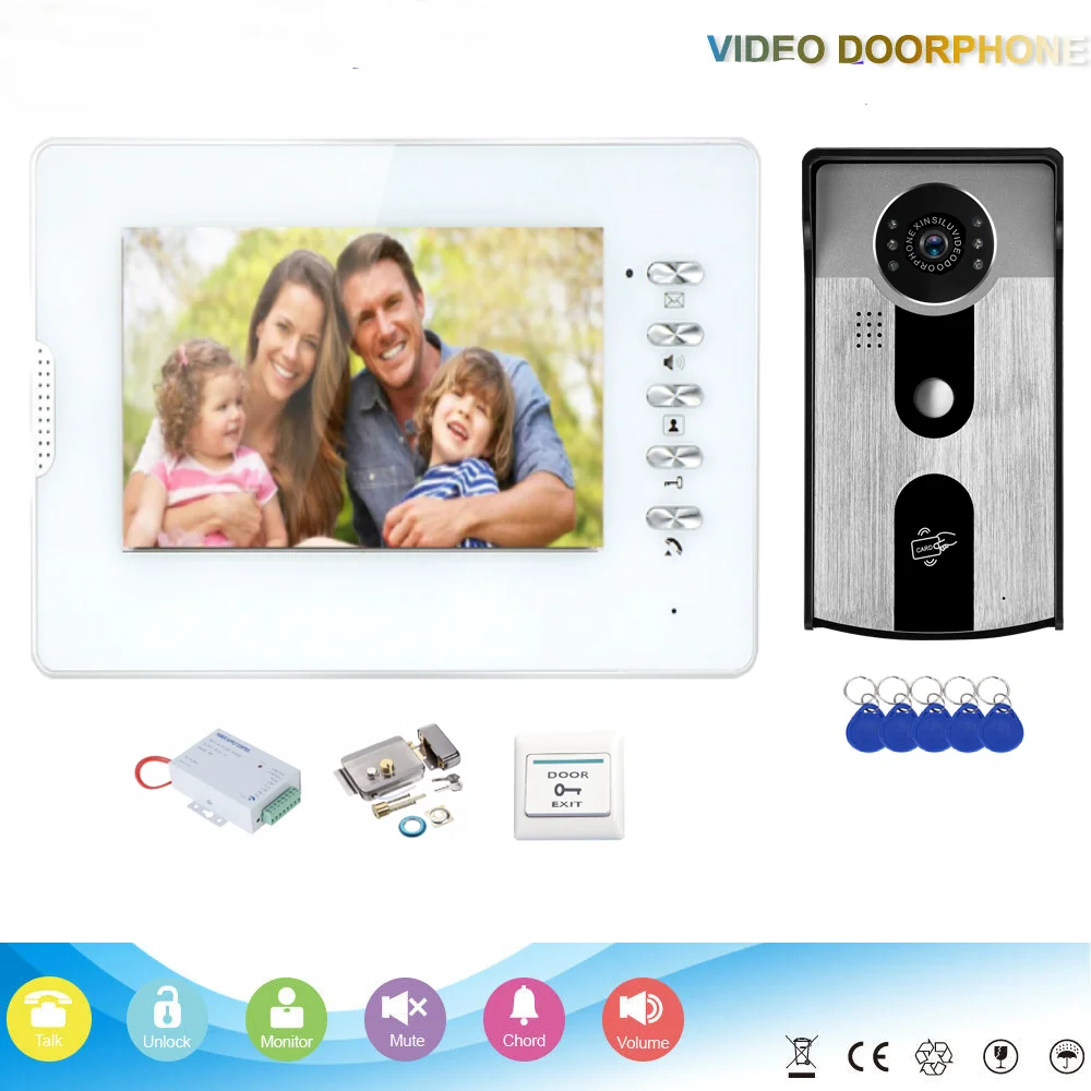 

7“ Building Video Intercom Fingerprint/RFID/Password Unlock For Option Electric Lock Access Video Door Phone Doorbell System